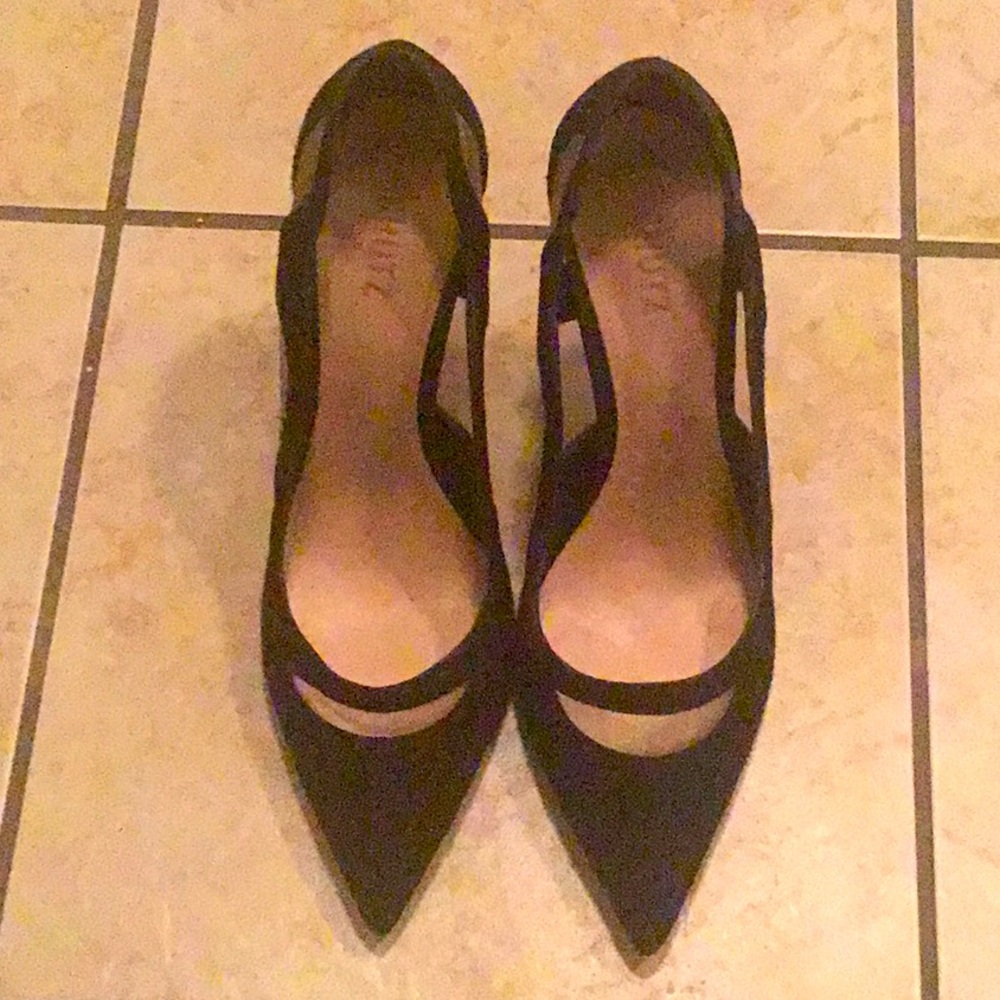 SCHUTZ” Black Leather (suede) Mesh Stilettos 🌸💕